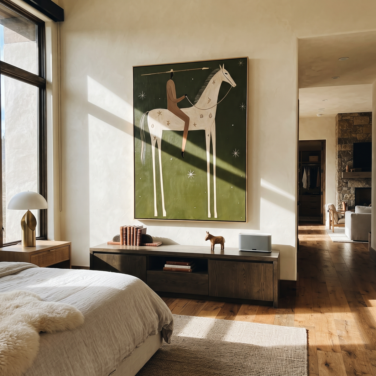 White Horse Walks Starlight displayed in a collected contemporary interior