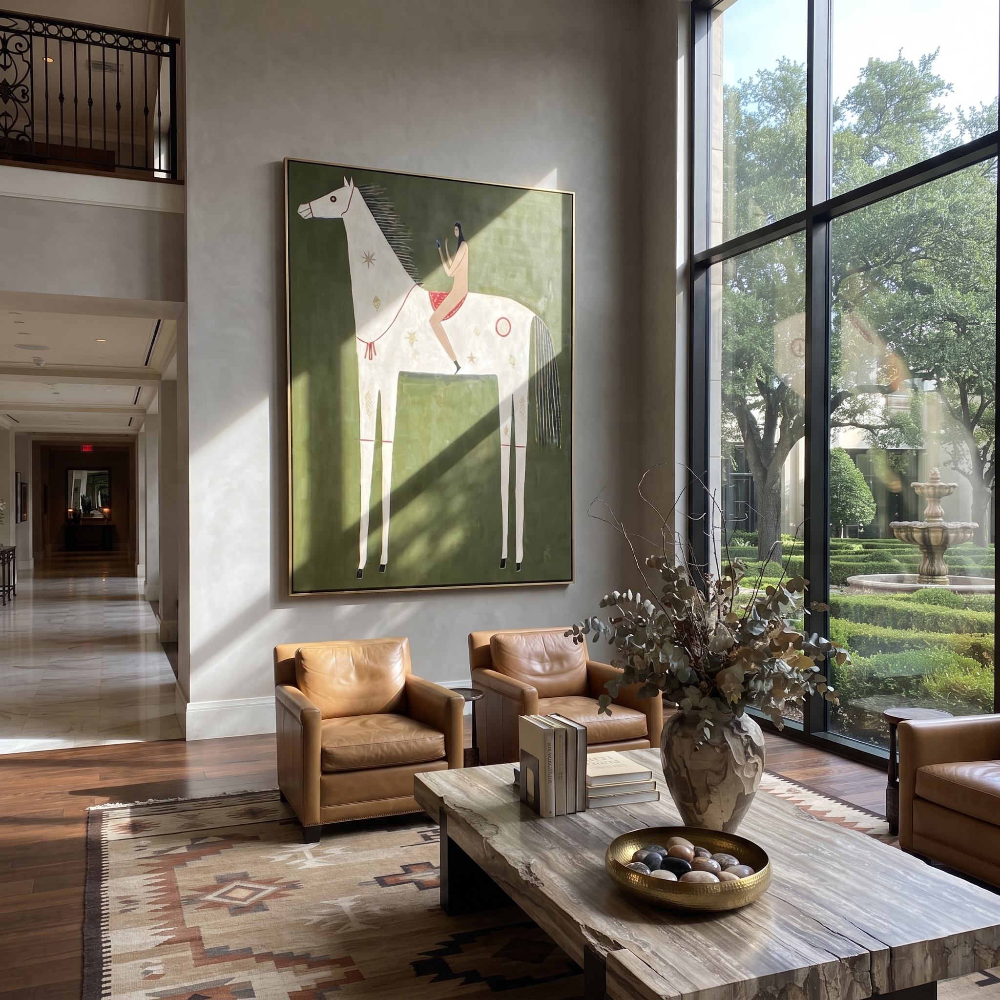 Rust Rider Meets Ivory displayed in a collected contemporary interior