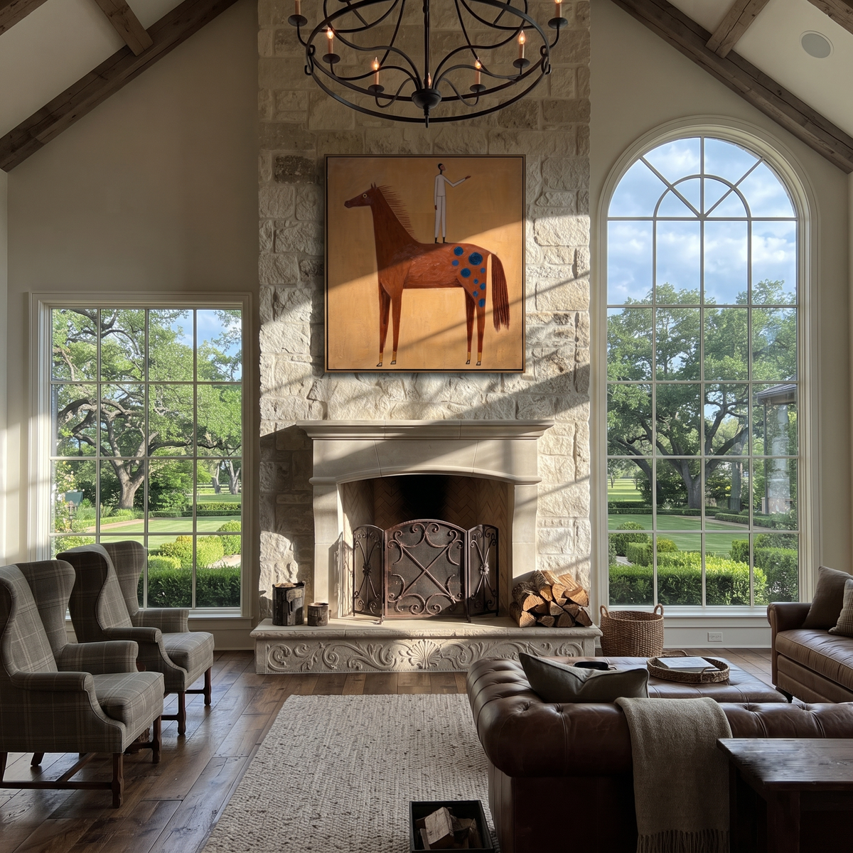 White Figure Balances High styled with warm modern furnishings