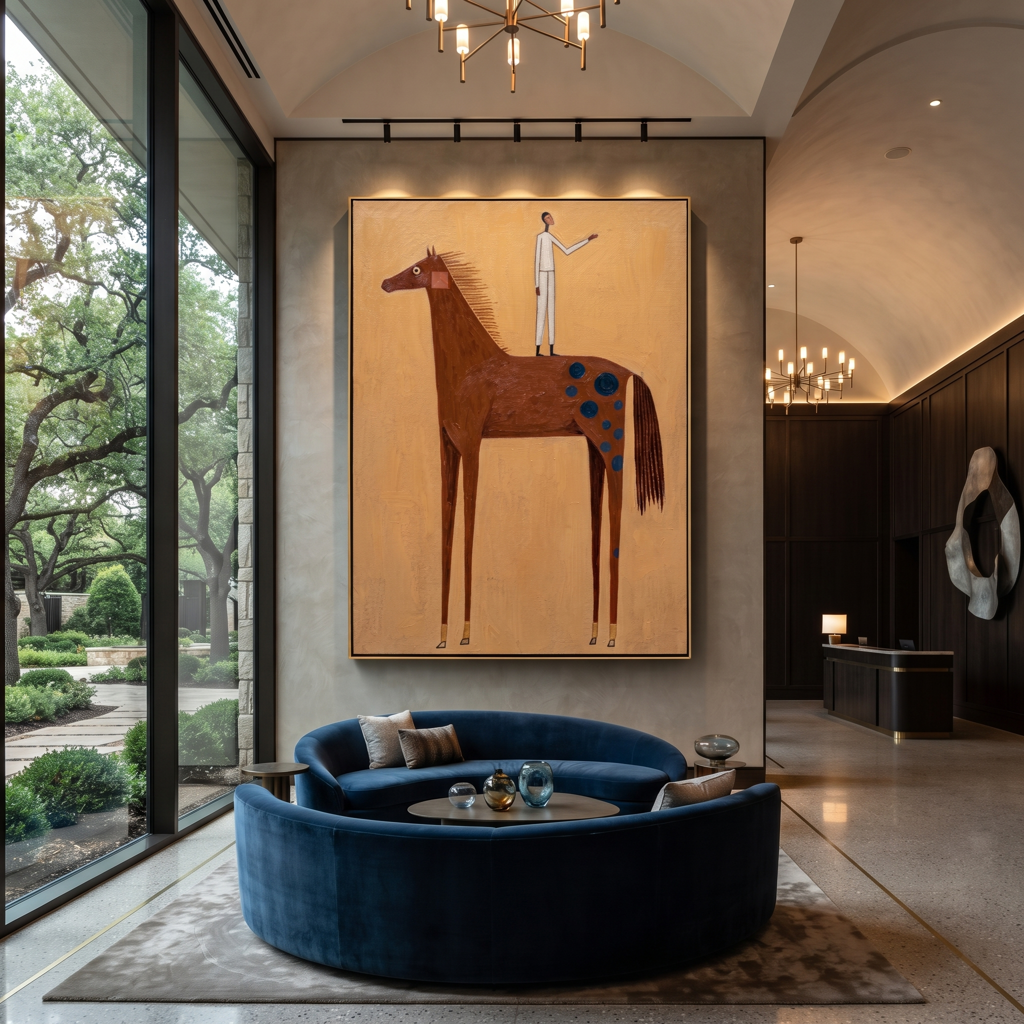 White Figure Balances High styled with wood, linen, and modern decor