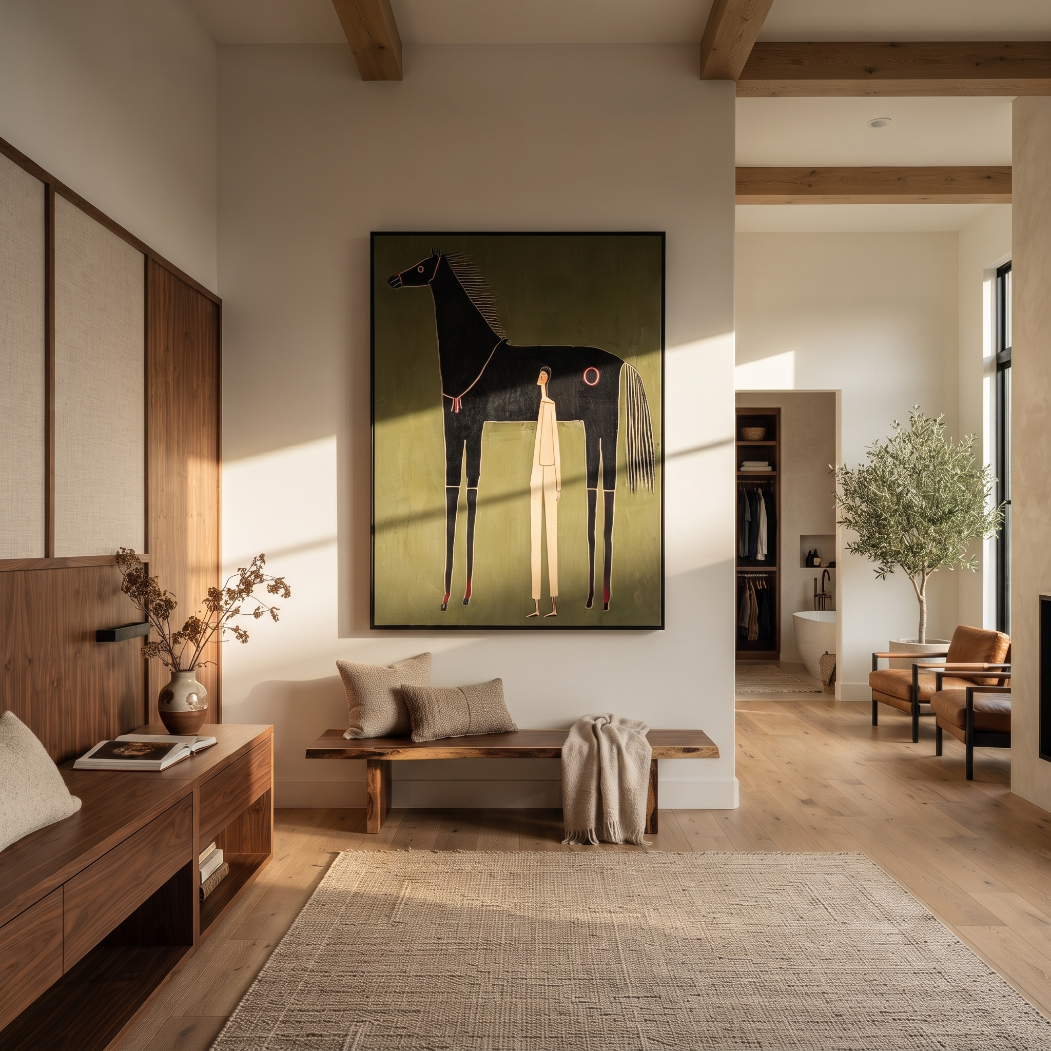 Quiet Handler Meets Midnight displayed in a layered residential setting