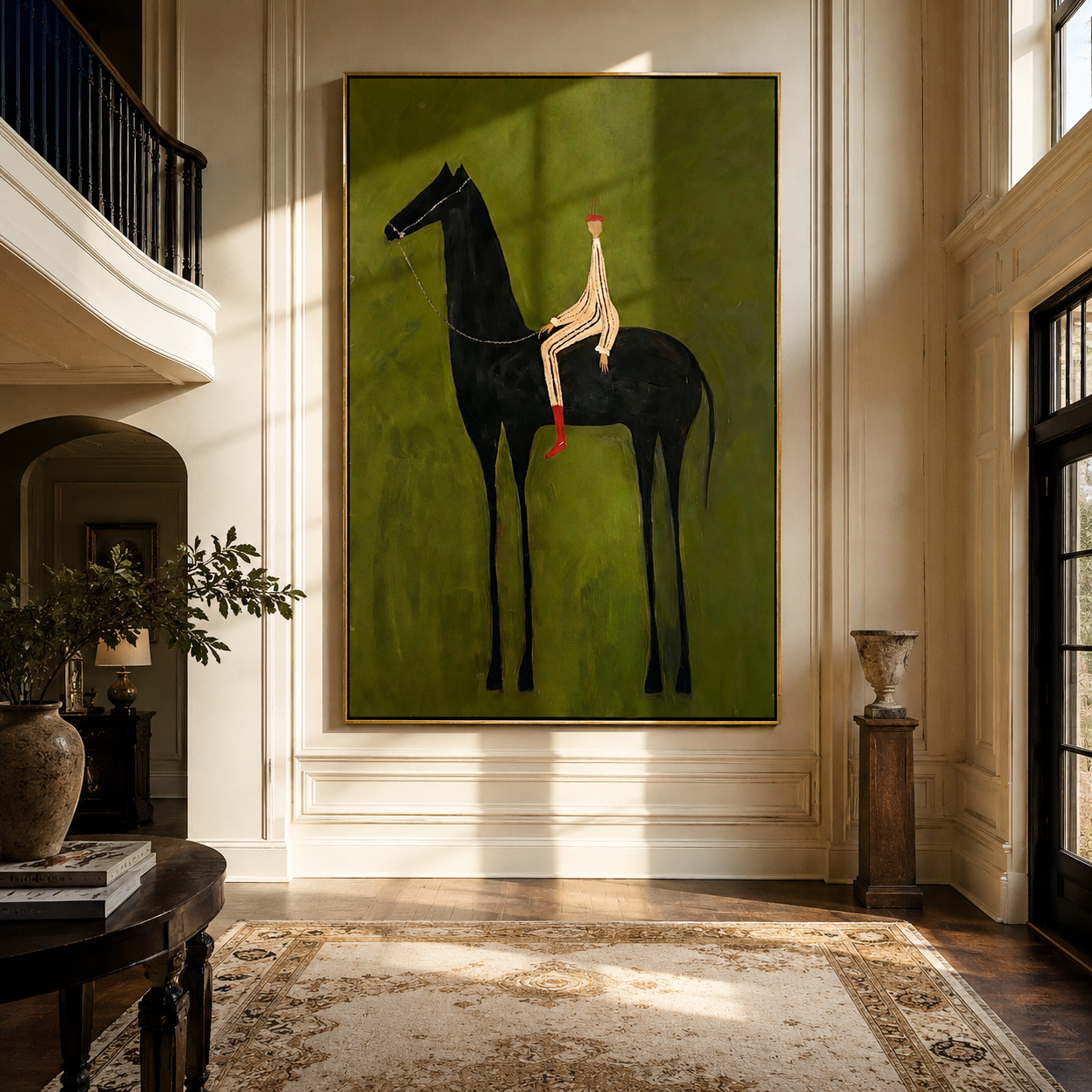 Striped Rider Sits High displayed in a collected contemporary interior
