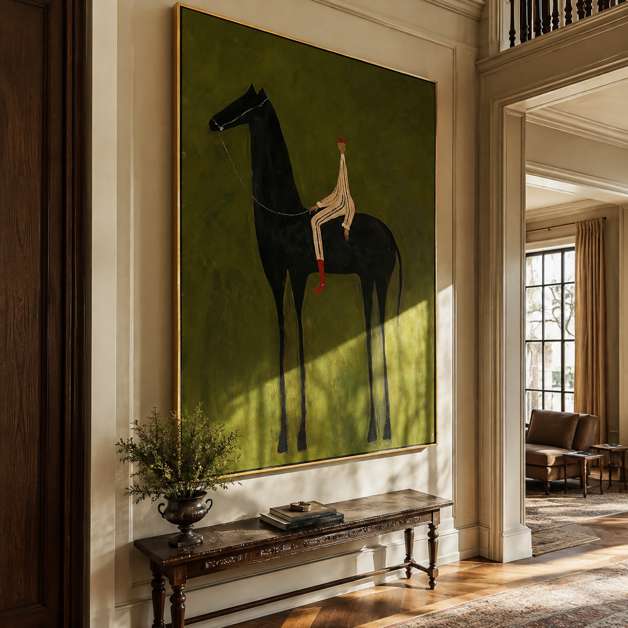 Striped Rider Sits High displayed in a layered residential setting