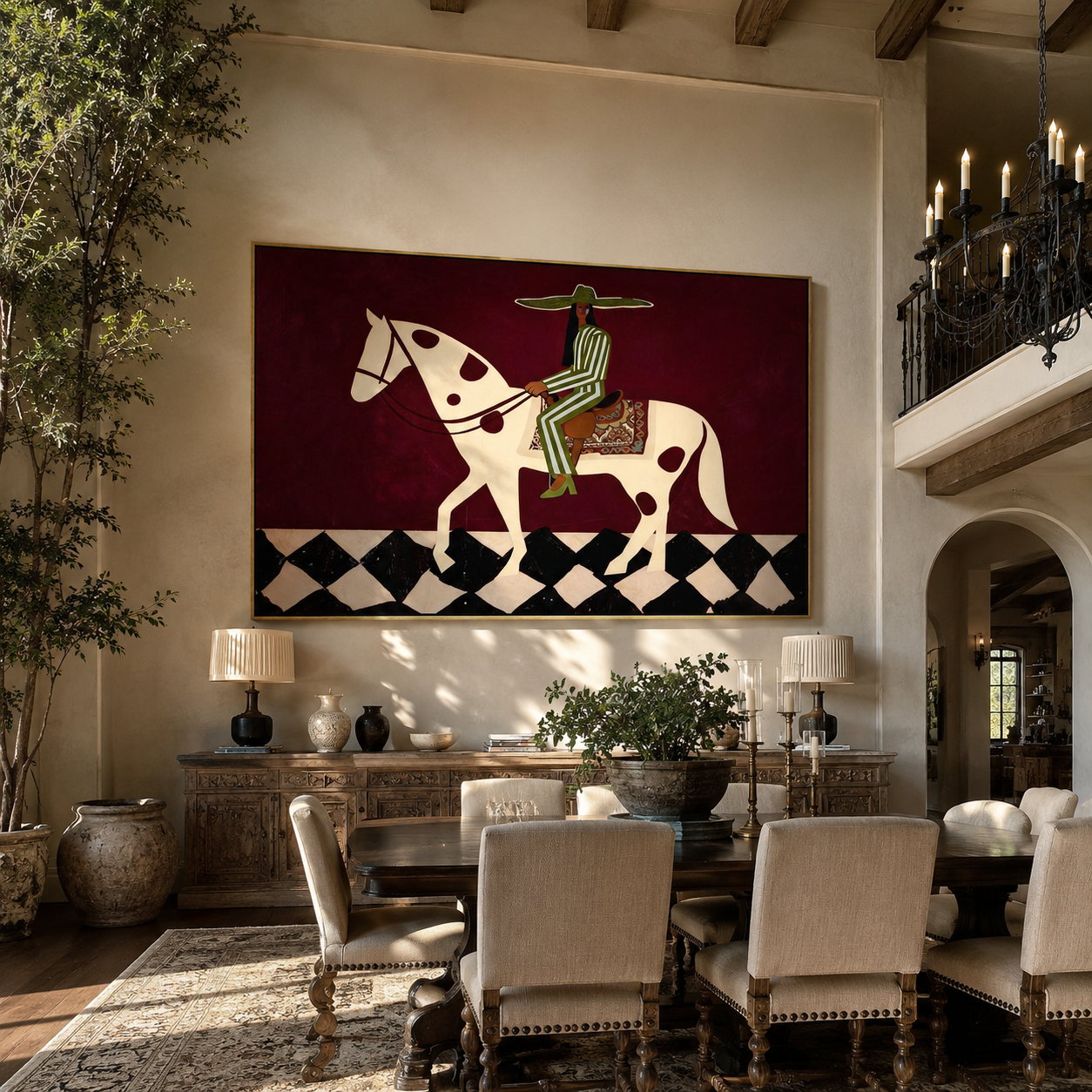 Green Stripes Cross Moonlight presented as a colorful interior focal point