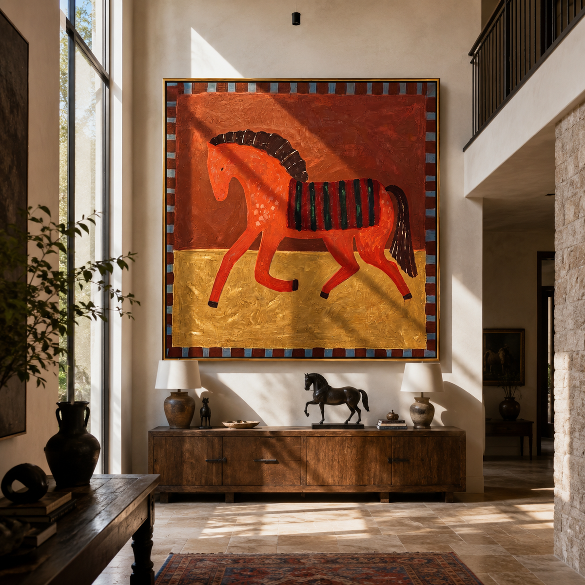 Red Horse Carries Midnight styled with warm modern furnishings