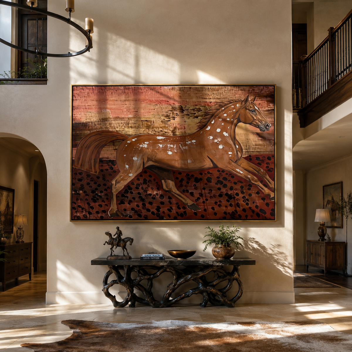 Chestnut Horse Breaks Dust displayed in a collected contemporary interior