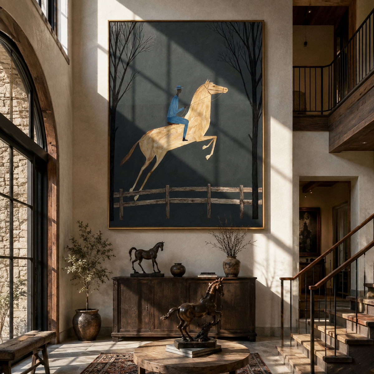Blue Rider Clears Trees styled with warm modern furnishings