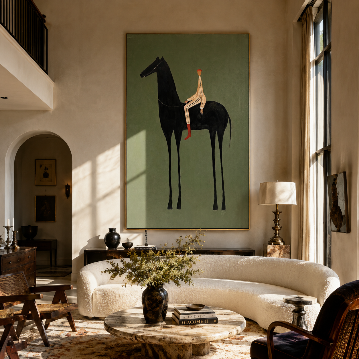 Pale Rider Holds Midnight styled with warm modern furnishings