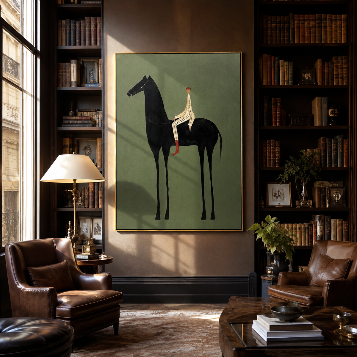 Pale Rider Holds Midnight displayed in a layered residential setting