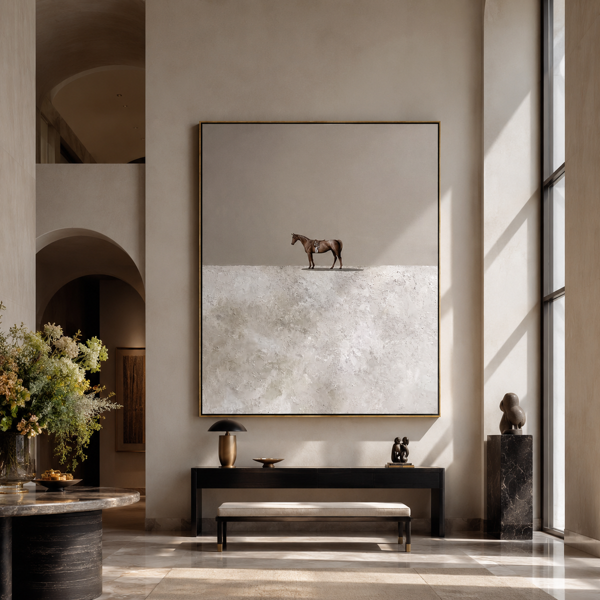 Small Horse Crosses Silence presented as a colorful interior focal point