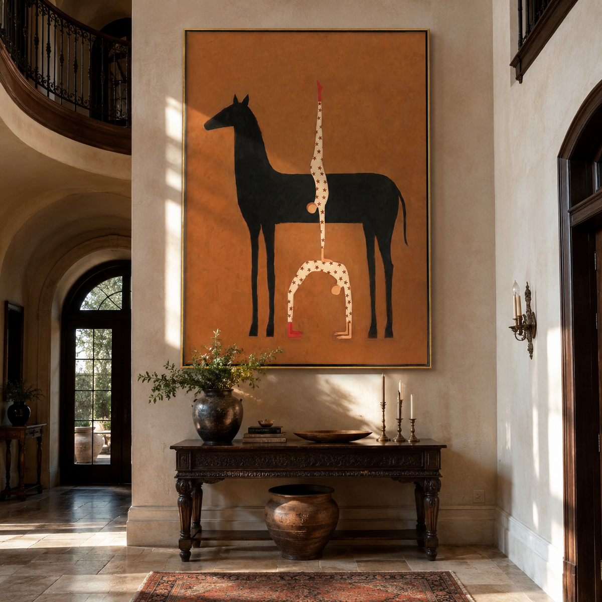 White Acrobat Rises Black displayed in a collected contemporary interior