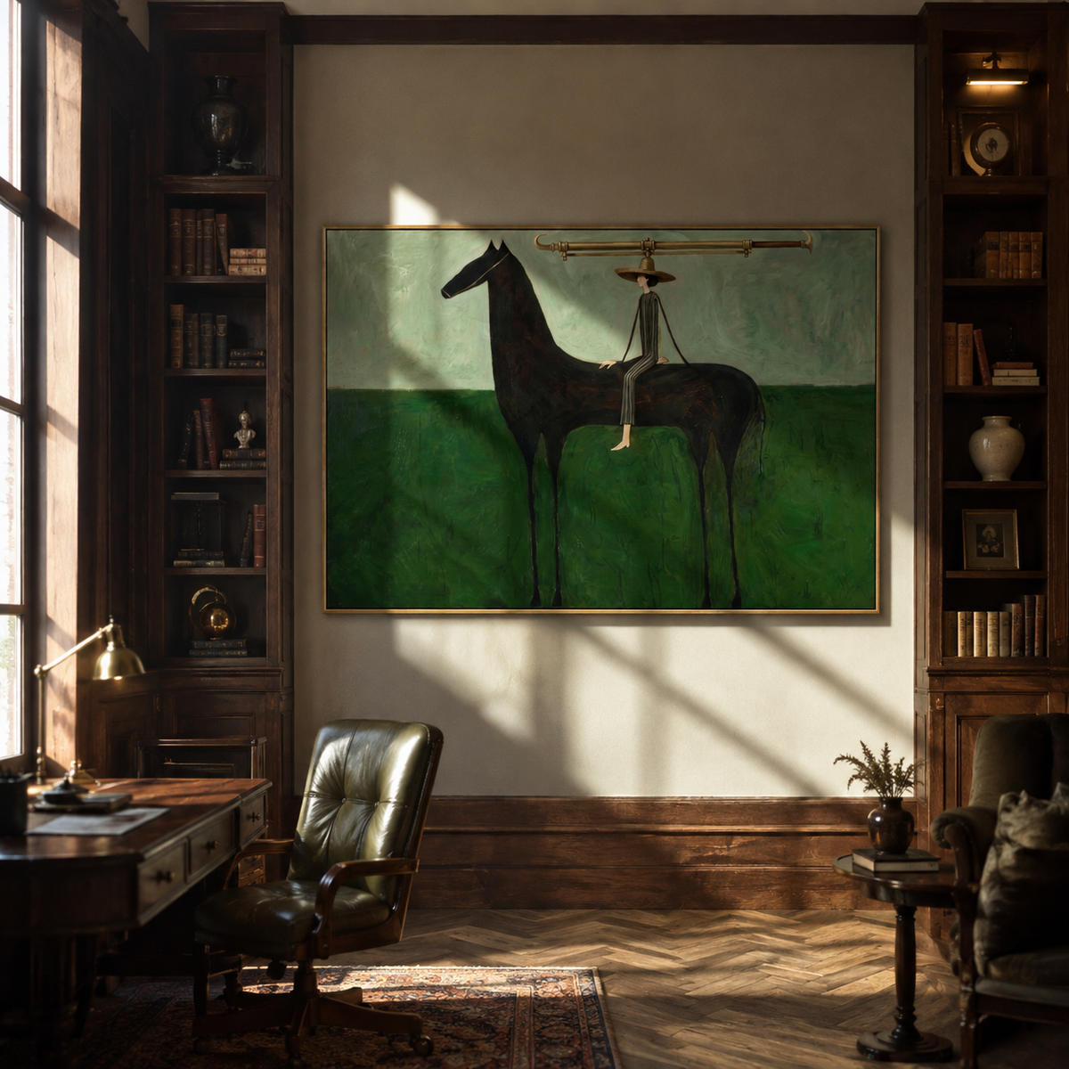 Long Brim Crosses Green styled with warm modern furnishings