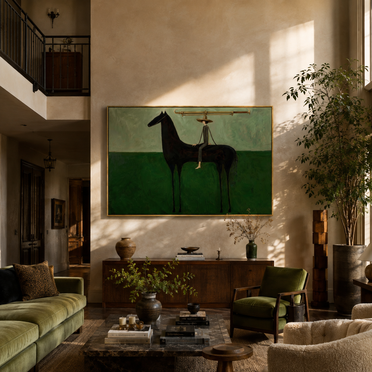 Long Brim Crosses Green displayed in a layered residential setting