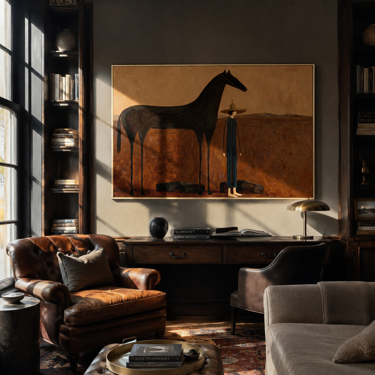 Woman Returns beside Midnight presented as a colorful interior focal point
