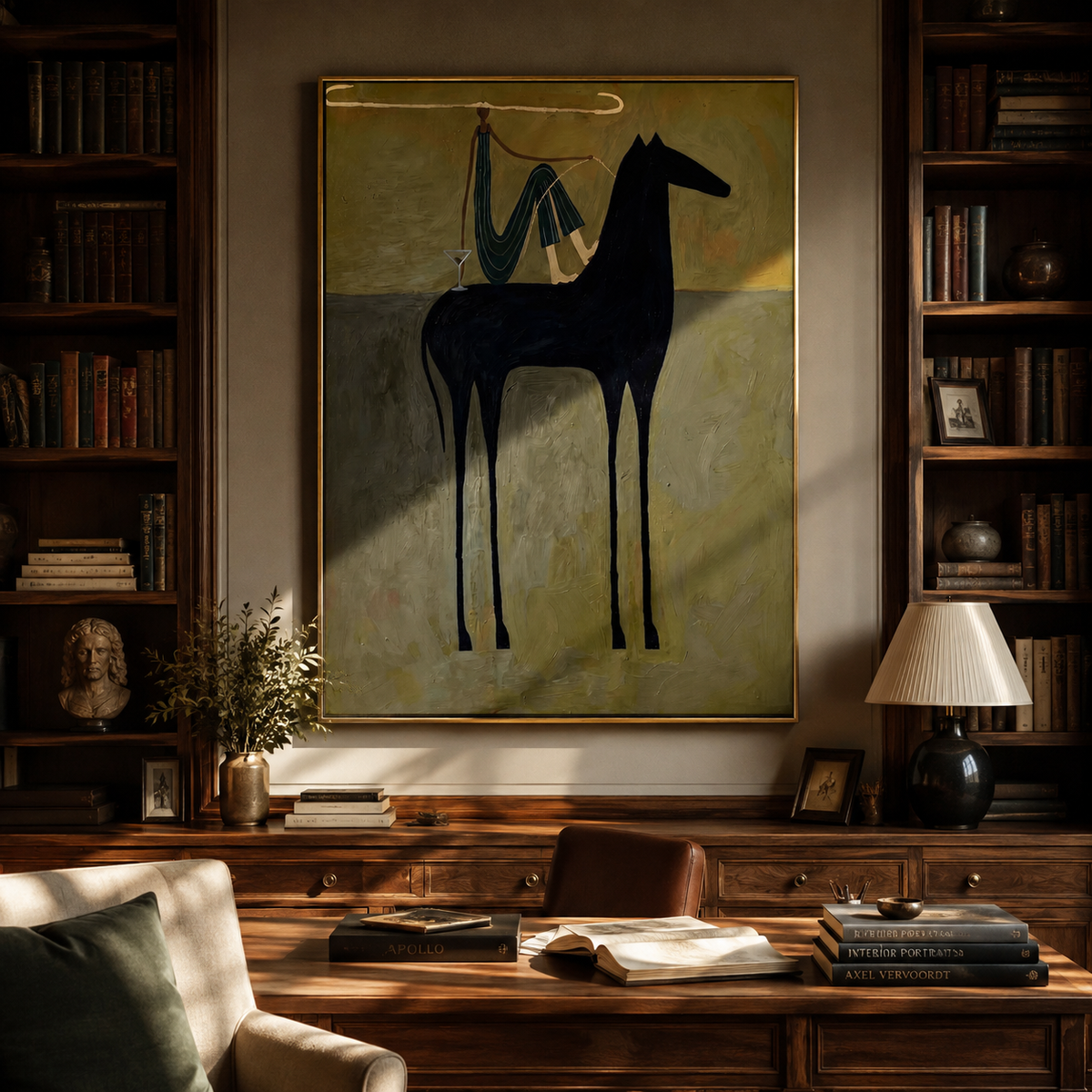 Blue Drapery Rests High presented as a colorful interior focal point