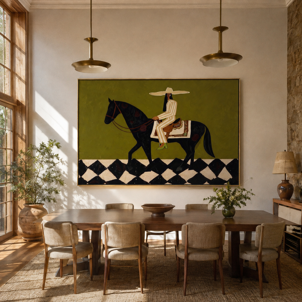 Ivory Tailoring Crosses Diamonds presented as a colorful interior focal point
