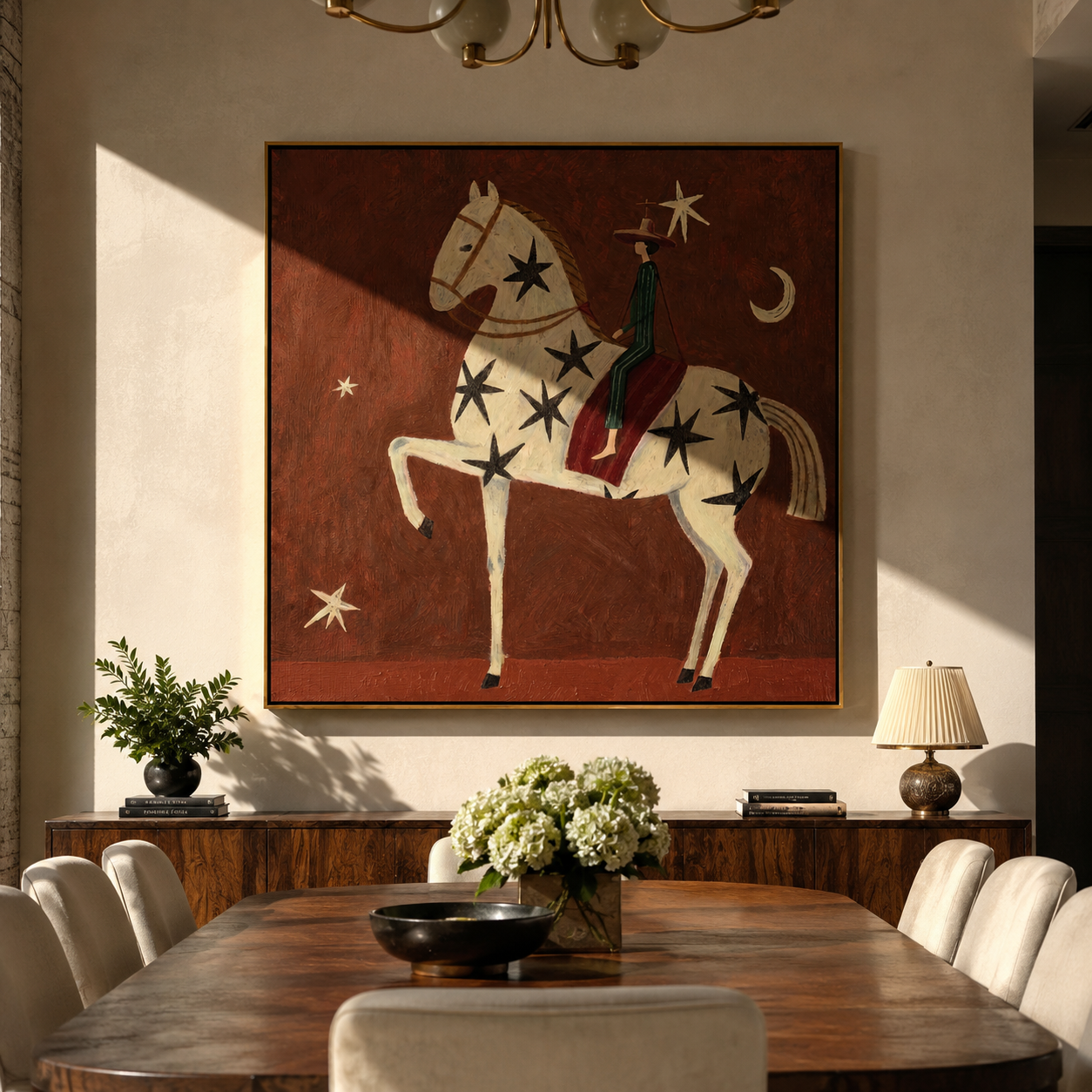 Black Stars Travel Ivory presented as a colorful interior focal point