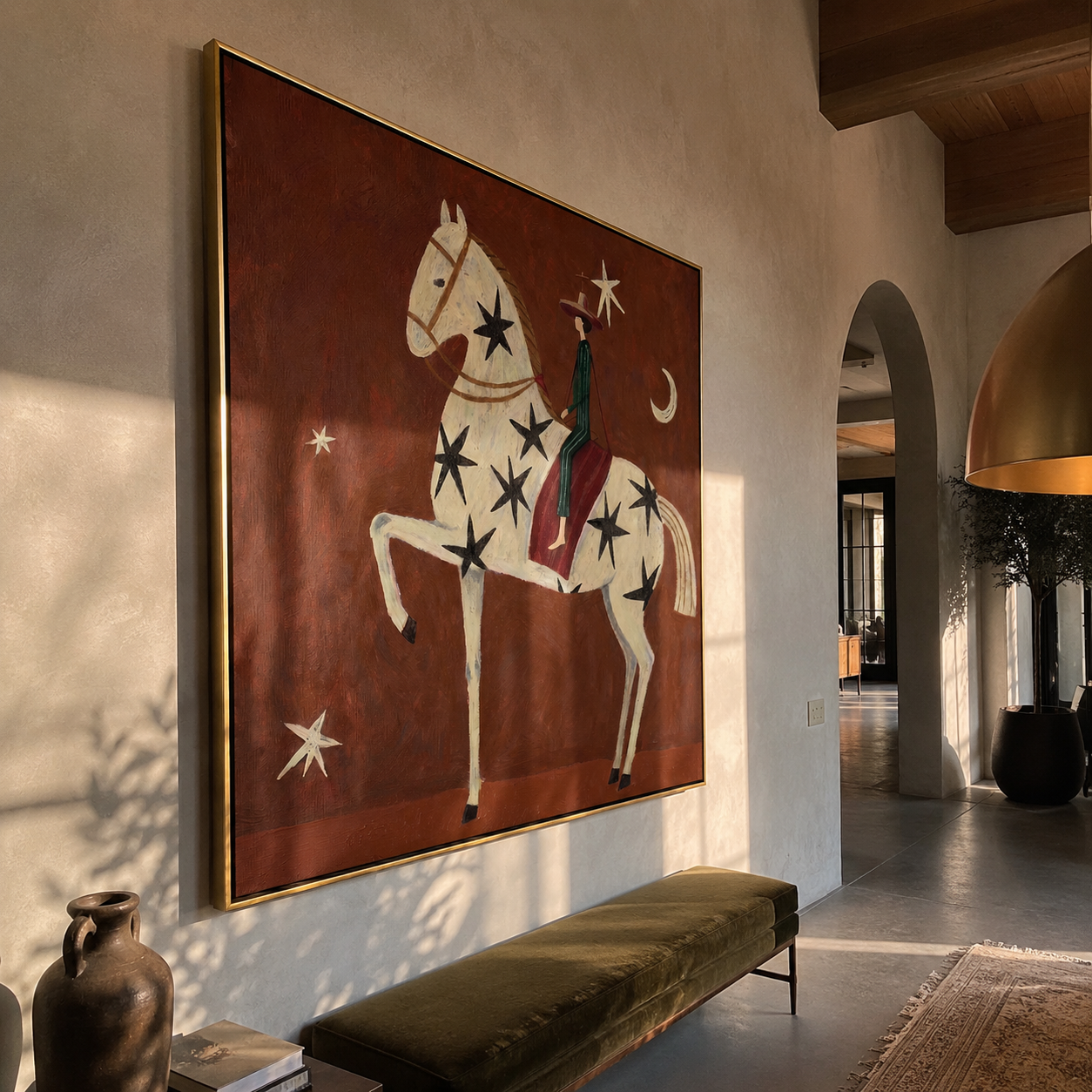 Black Stars Travel Ivory styled with wood, linen, and modern decor