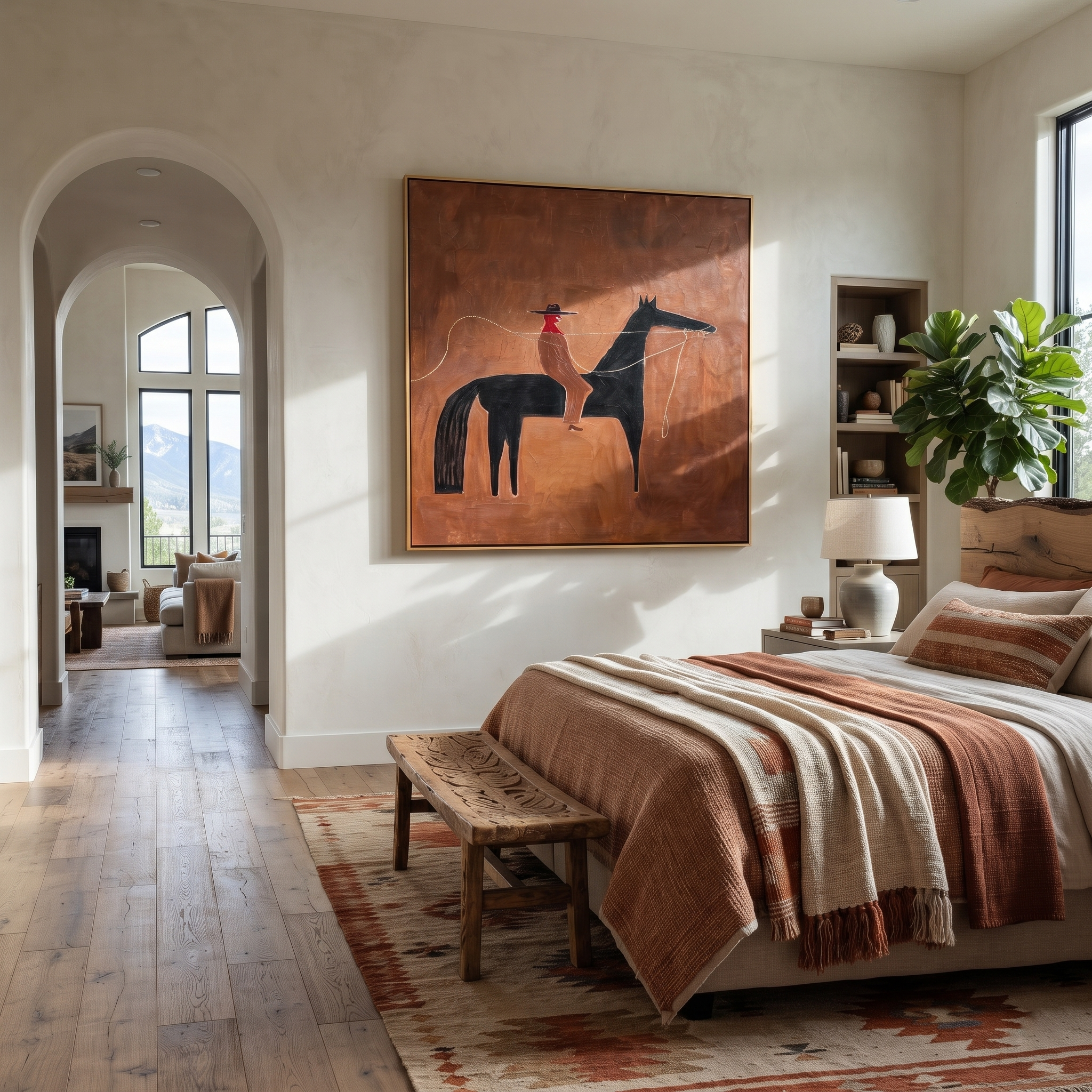 Rope Curves Through Umber presented as a colorful interior focal point