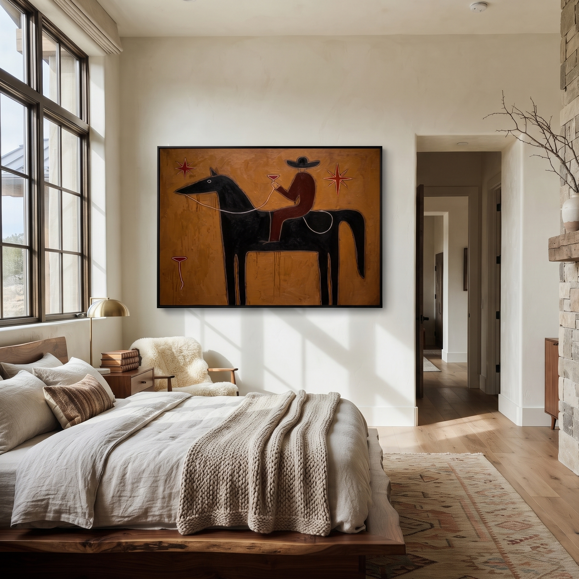 Rider Toasts Between Stars presented as a colorful interior focal point