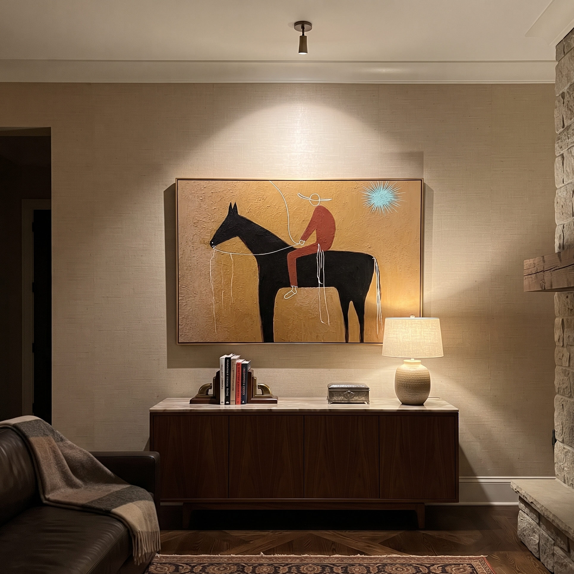Pale Loop Finds Rider styled with warm modern furnishings