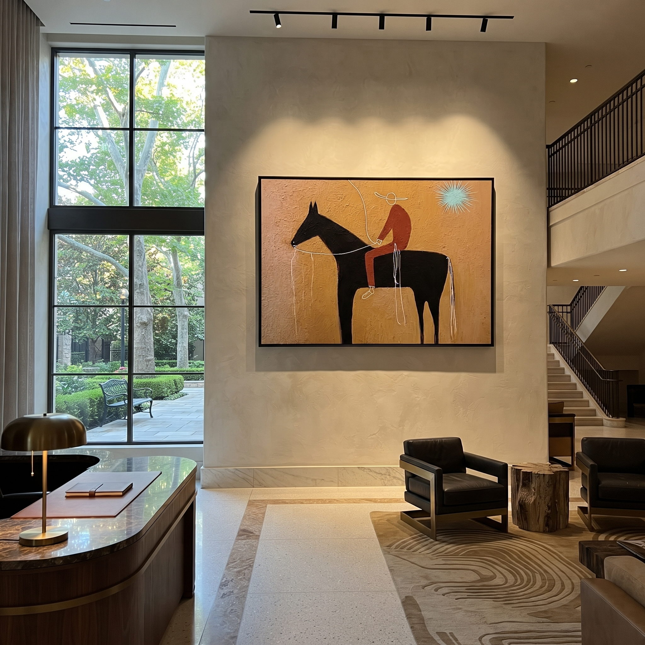 Pale Loop Finds Rider presented as a colorful interior focal point