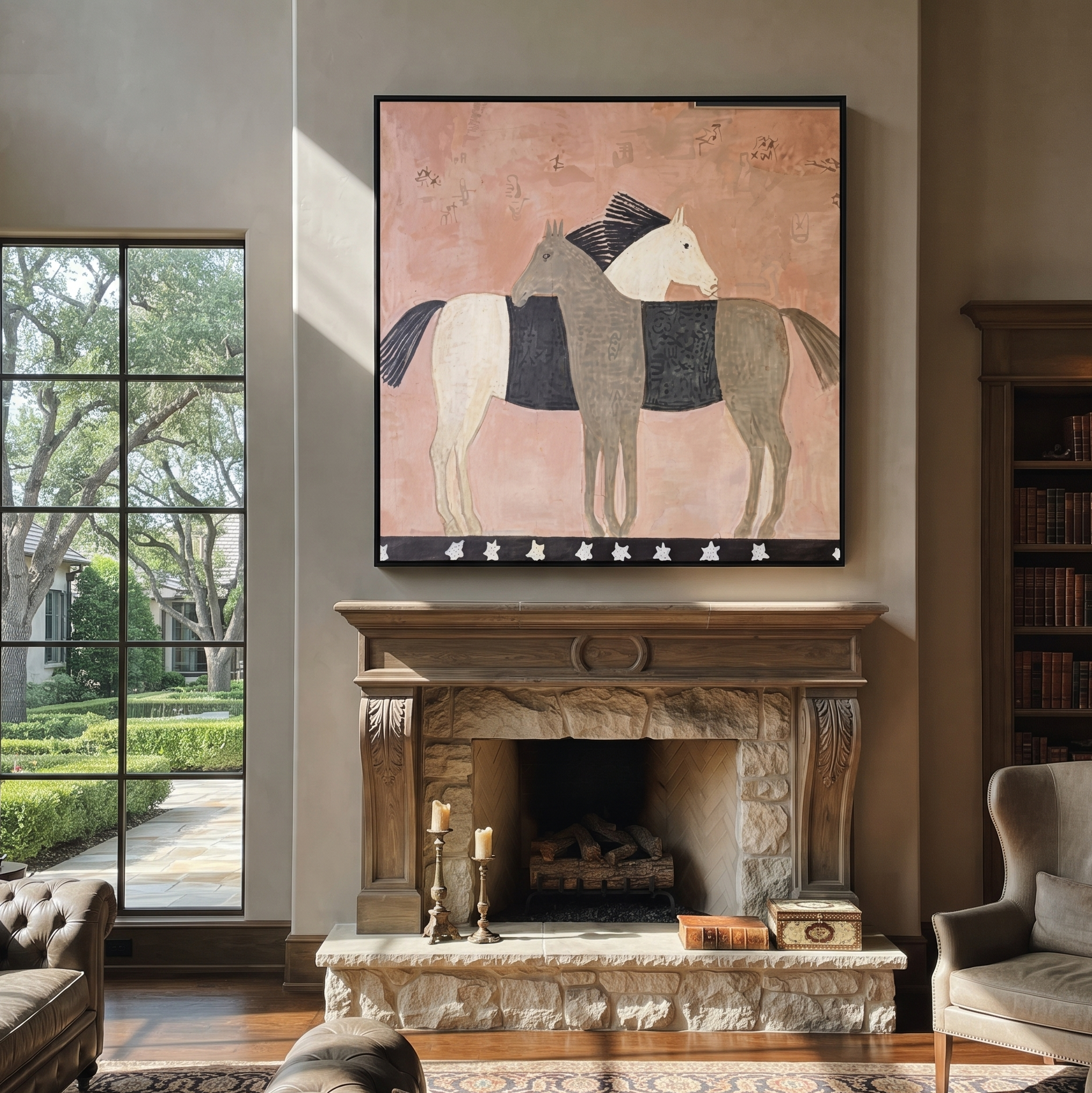 Three Horses Share Pink styled with warm modern furnishings