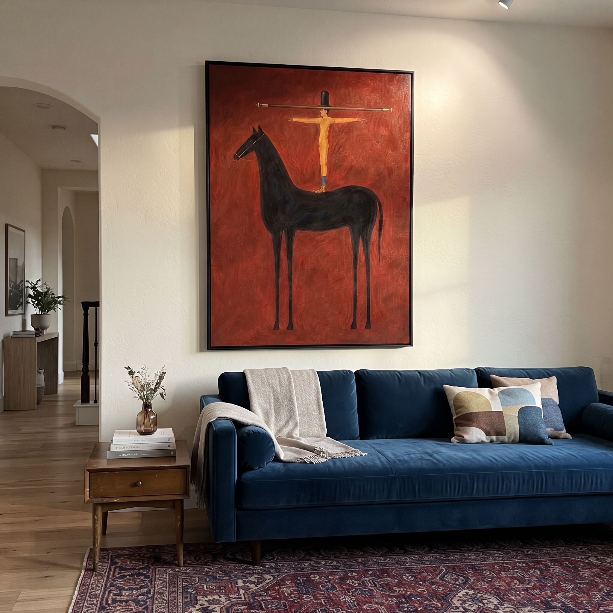 Arms Balance Above Black displayed in a layered residential setting