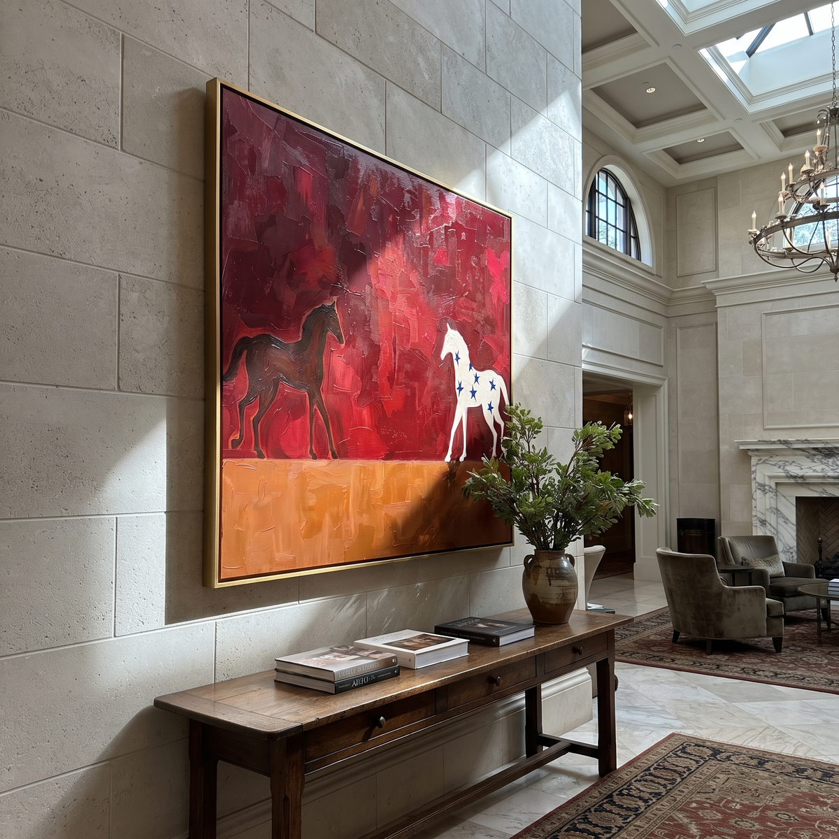 Star Horse Follows Shadow displayed in a collected contemporary interior