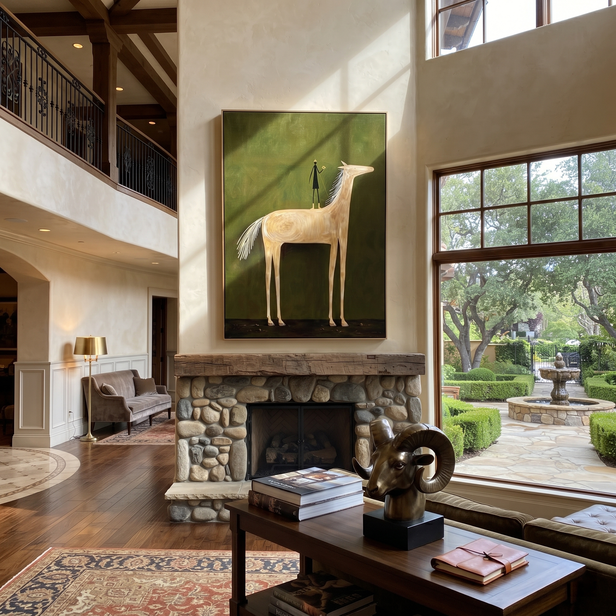 Pale Horse Holds Figure displayed in a collected contemporary interior