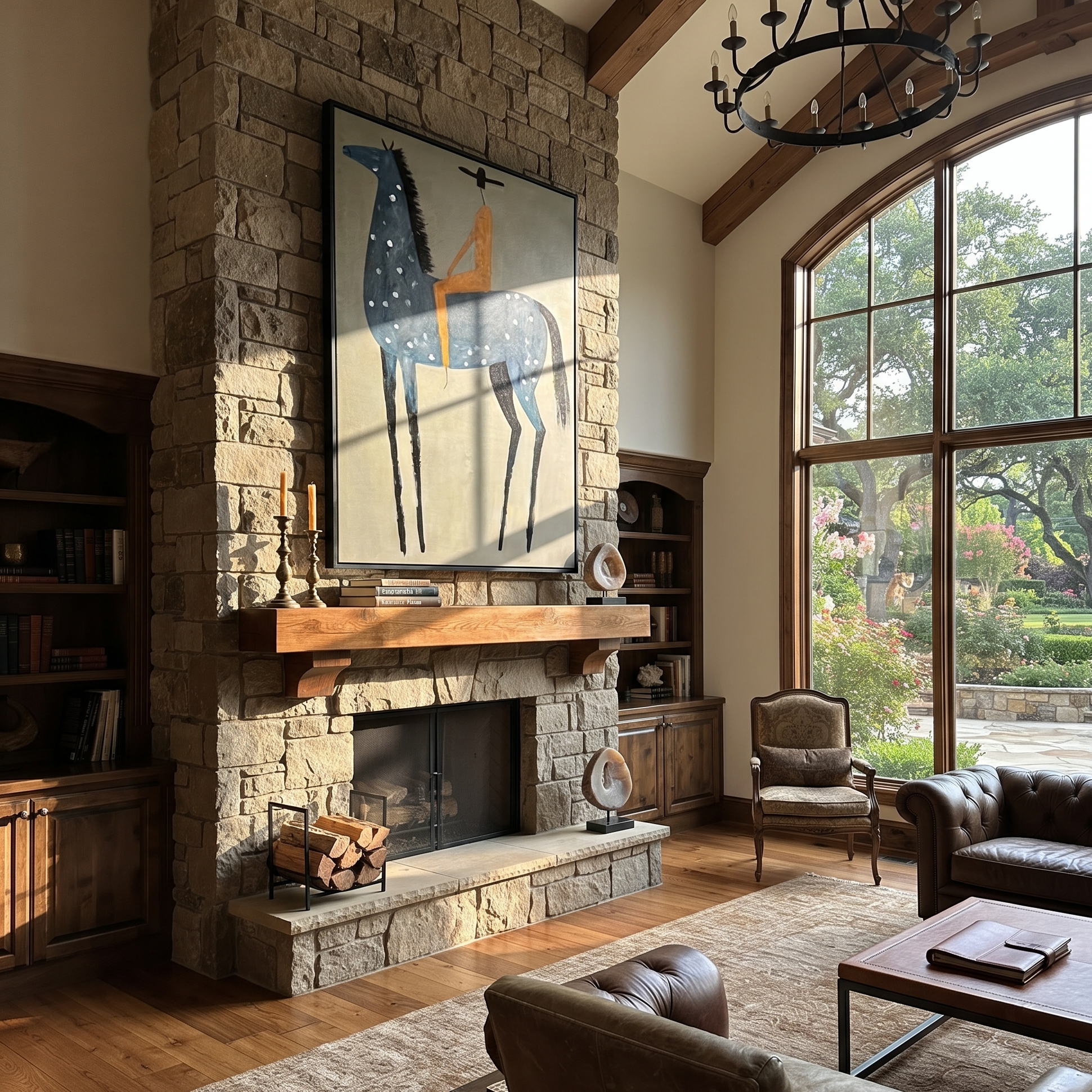 Blue Dapples Carry Gold styled with warm modern furnishings