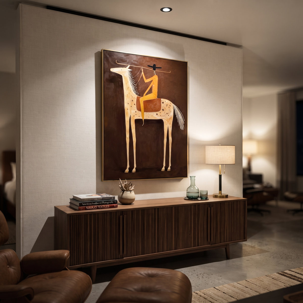 Long Rein Frames Ivory presented as a colorful interior focal point