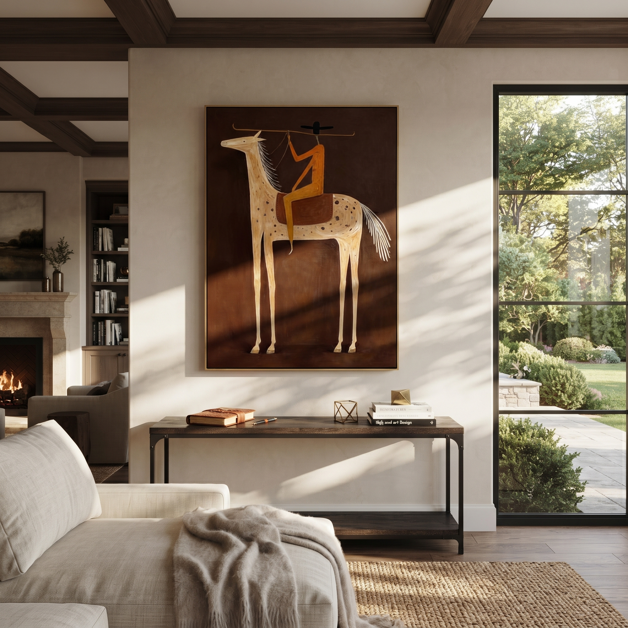 Long Rein Frames Ivory styled with wood, linen, and modern decor
