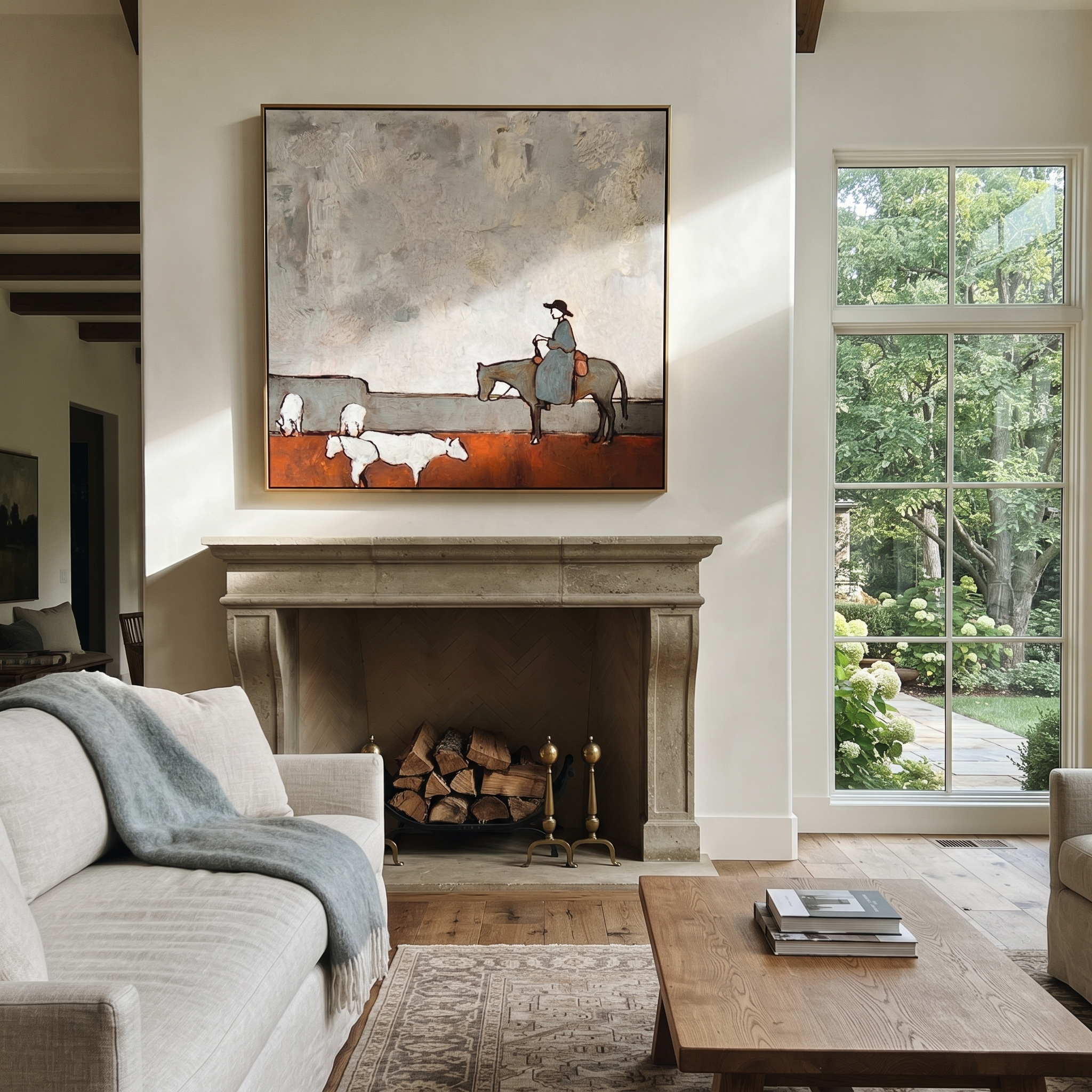 Sheep Cross Rust Pasture displayed in a collected contemporary interior