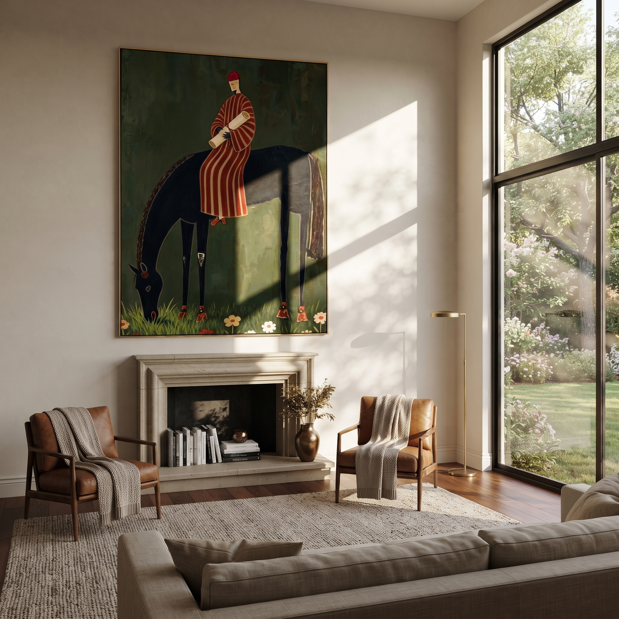 Striped Rider Finds Meadow styled with warm modern furnishings
