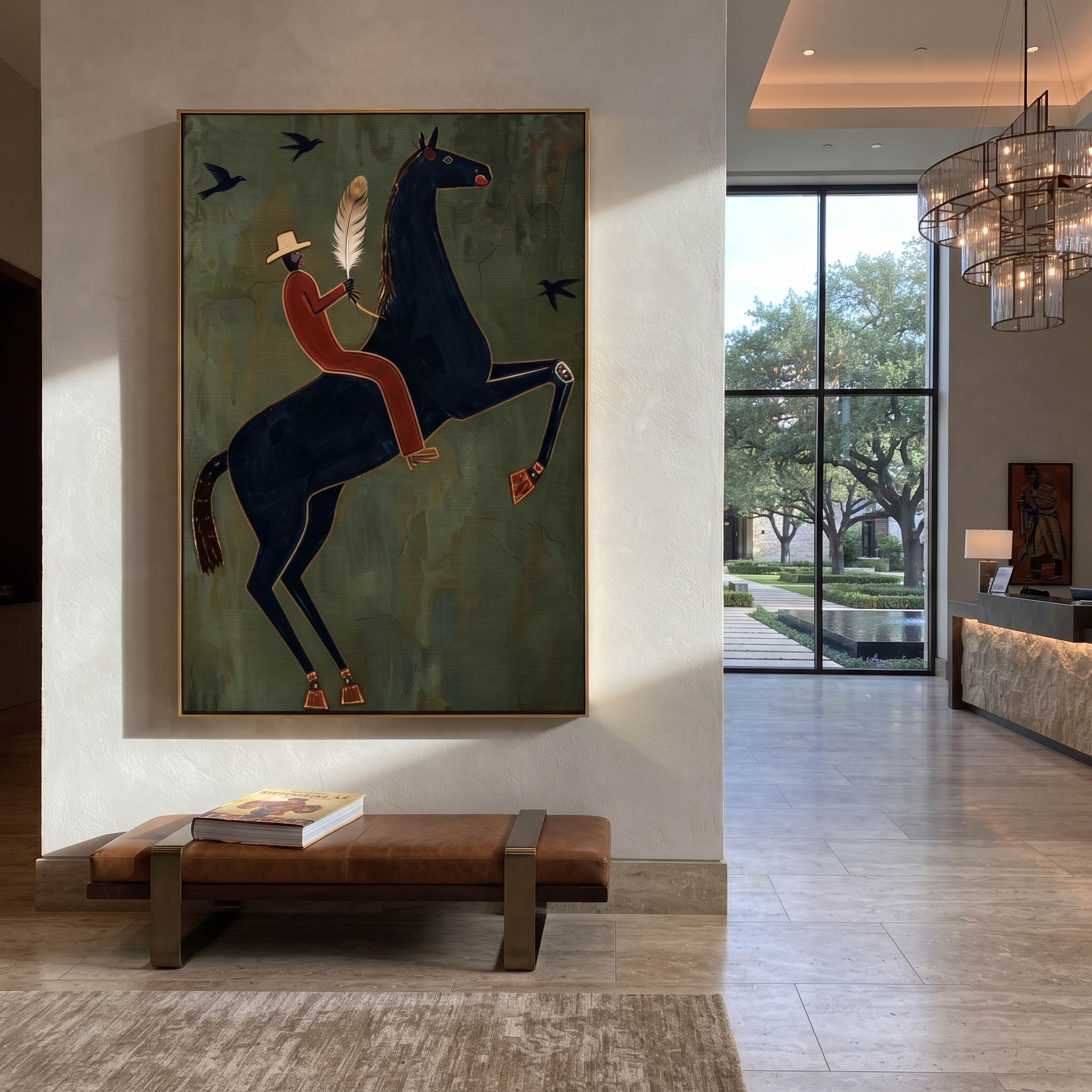 Feather Rider Rears Green displayed in a layered residential setting