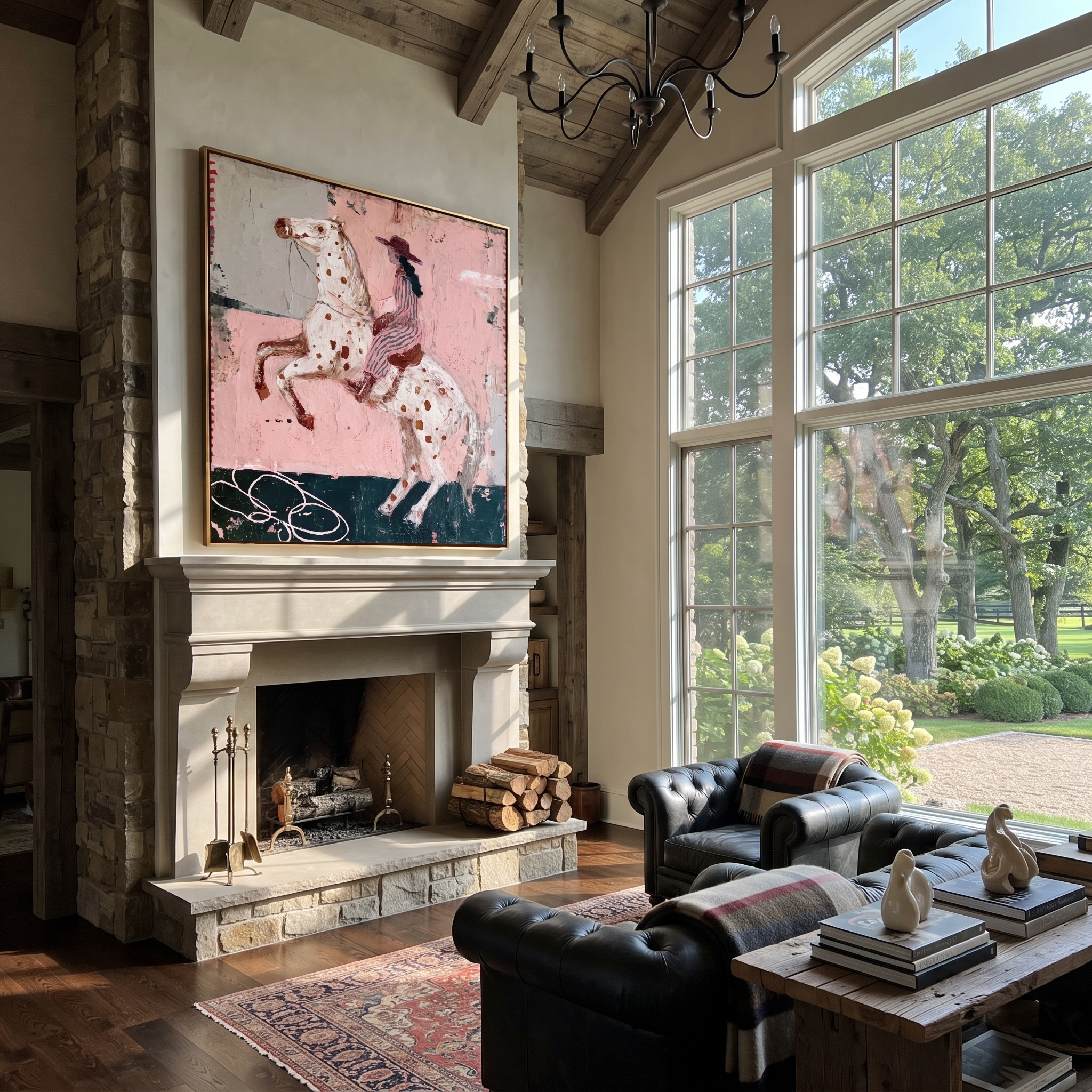 Spotted Horse Rises Blush styled with wood, linen, and modern decor