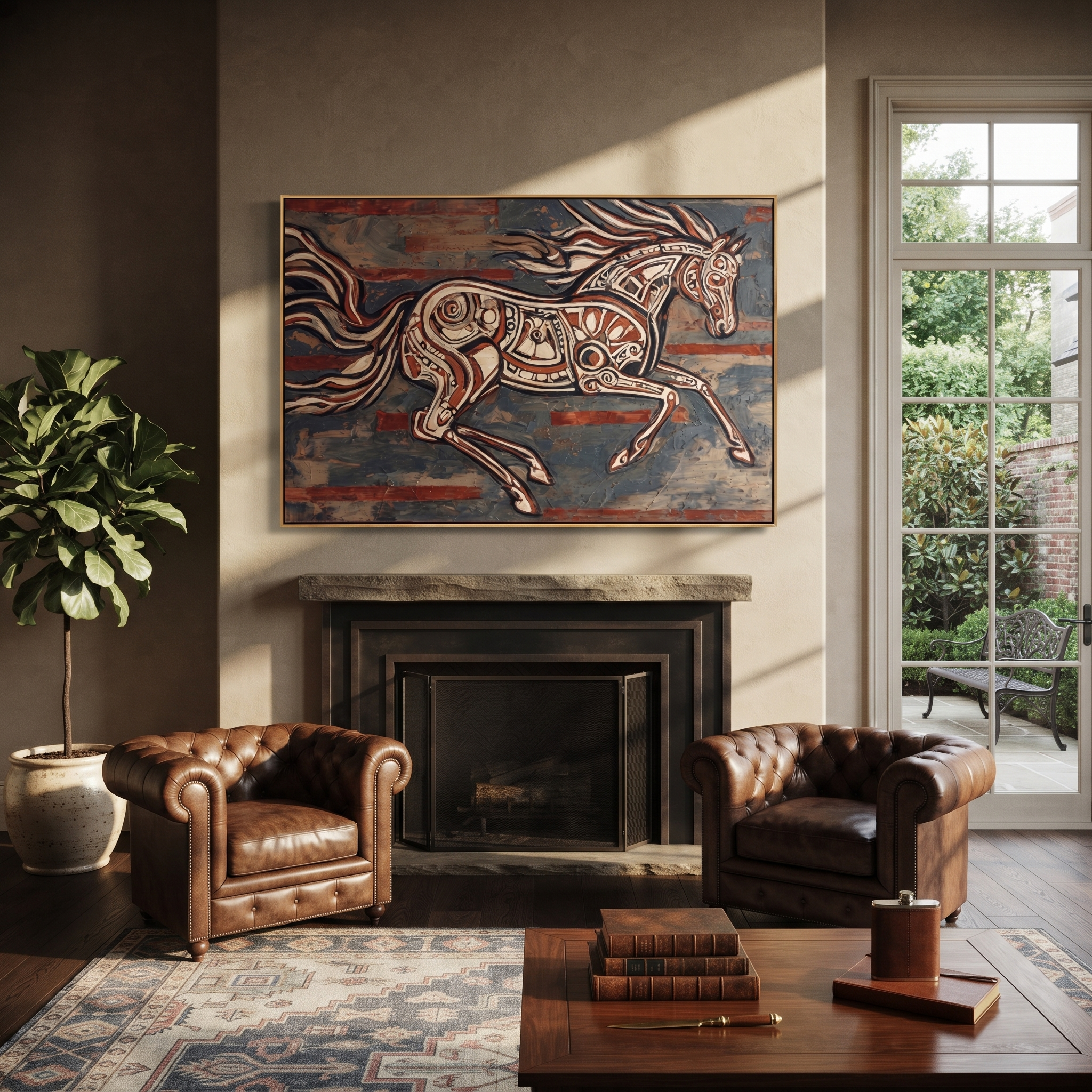 Painted Horse Cuts Wind styled with warm modern furnishings