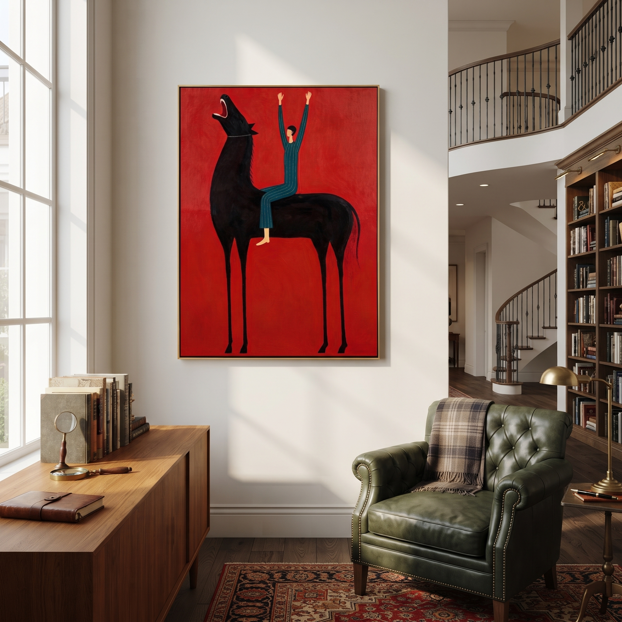 Raised Hands Meet Crimson styled with wood, linen, and modern decor
