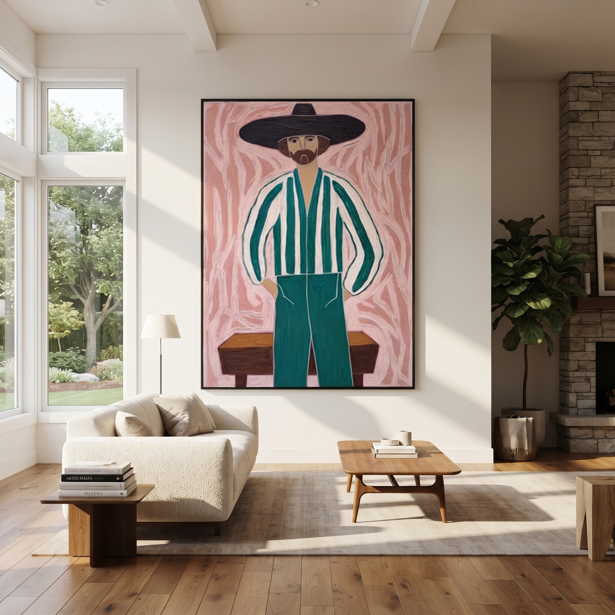 Green Stripes Face Blush displayed in a collected contemporary interior