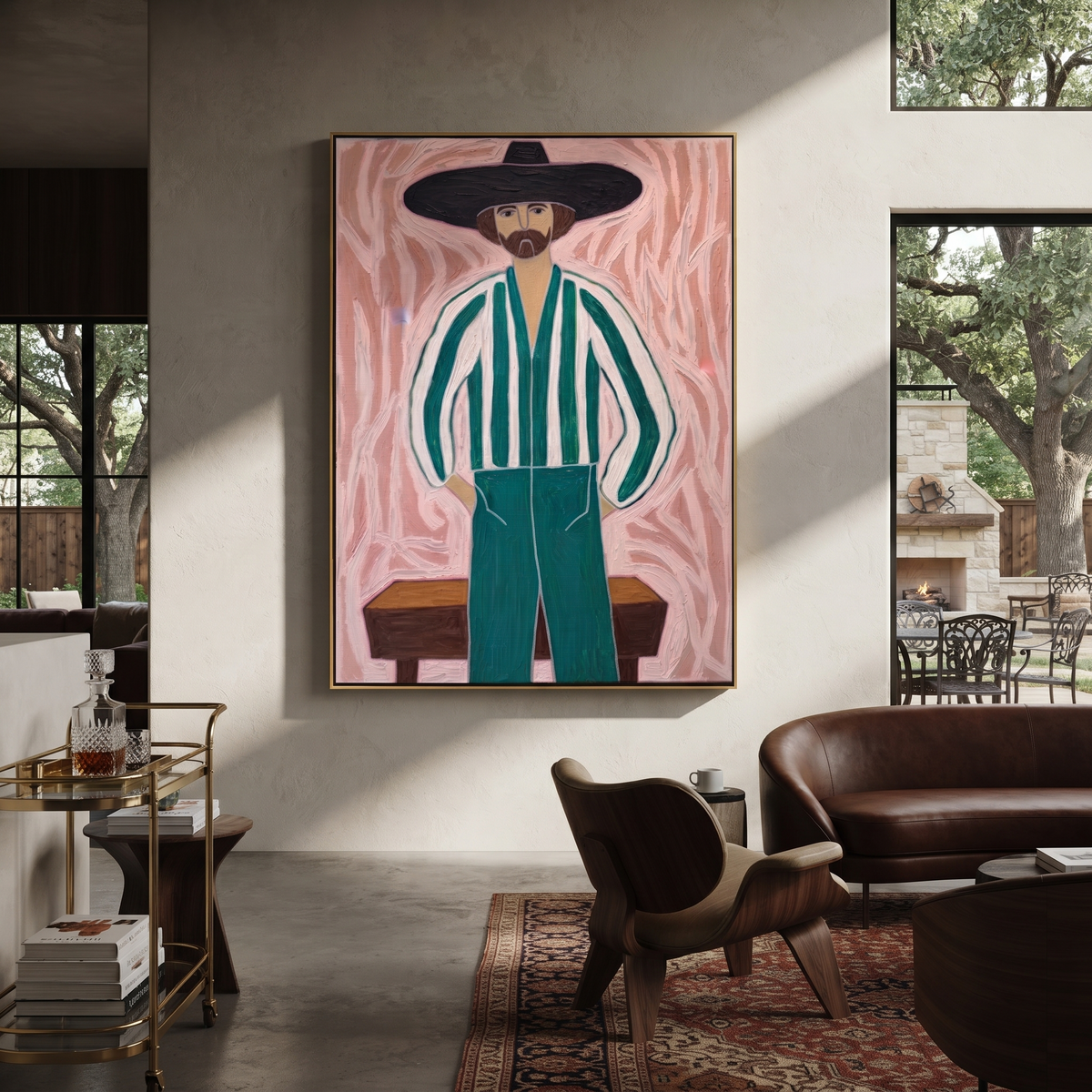 Green Stripes Face Blush styled with warm modern furnishings