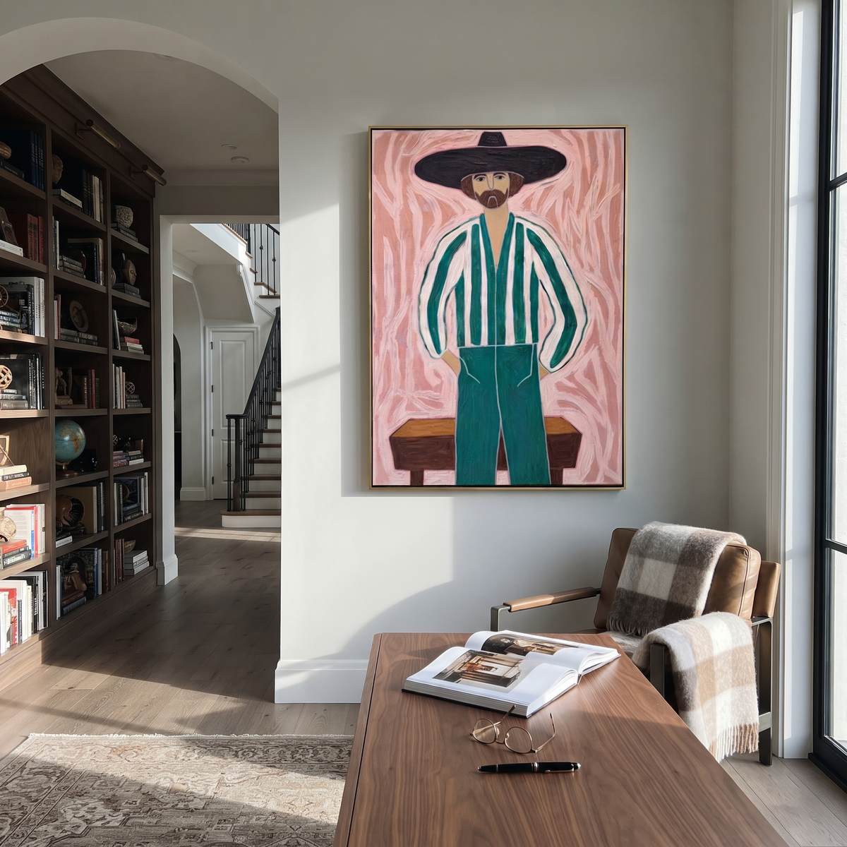 Green Stripes Face Blush displayed in a layered residential setting