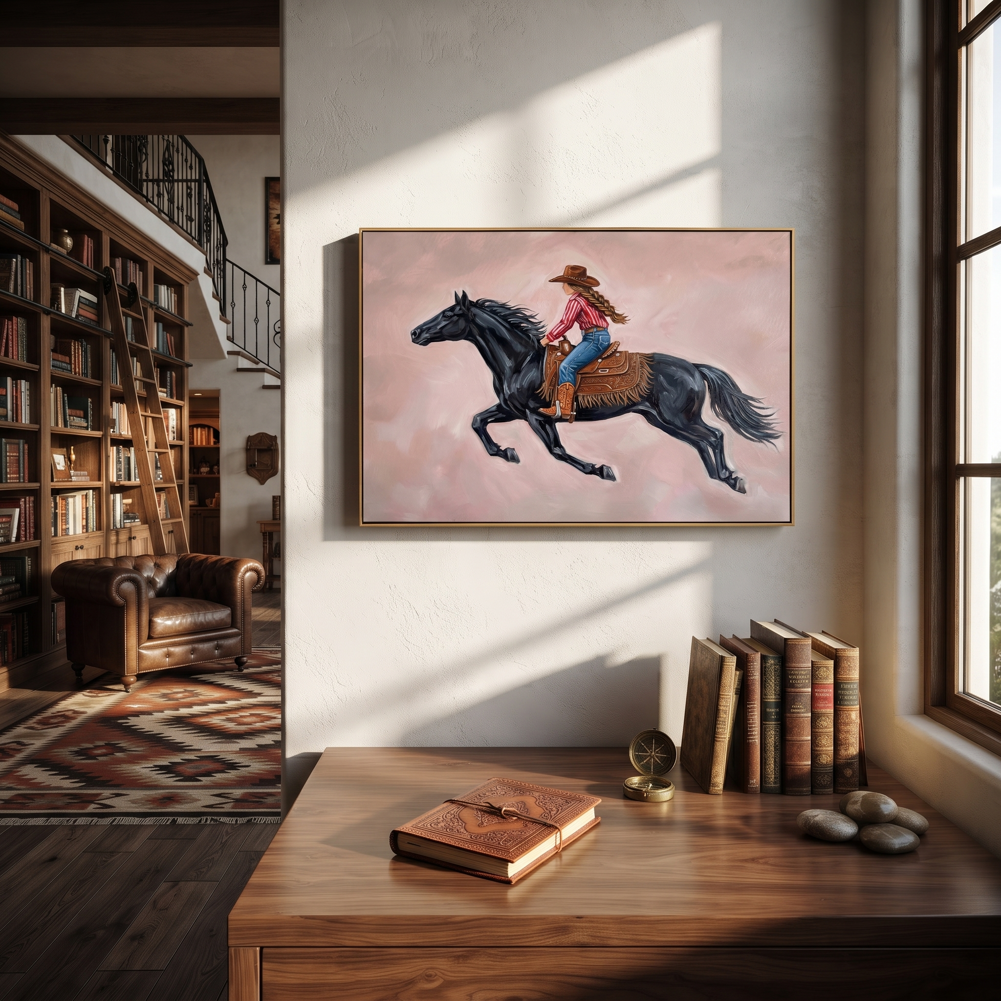 Cowgirl Gallops Through Blush styled with warm modern furnishings