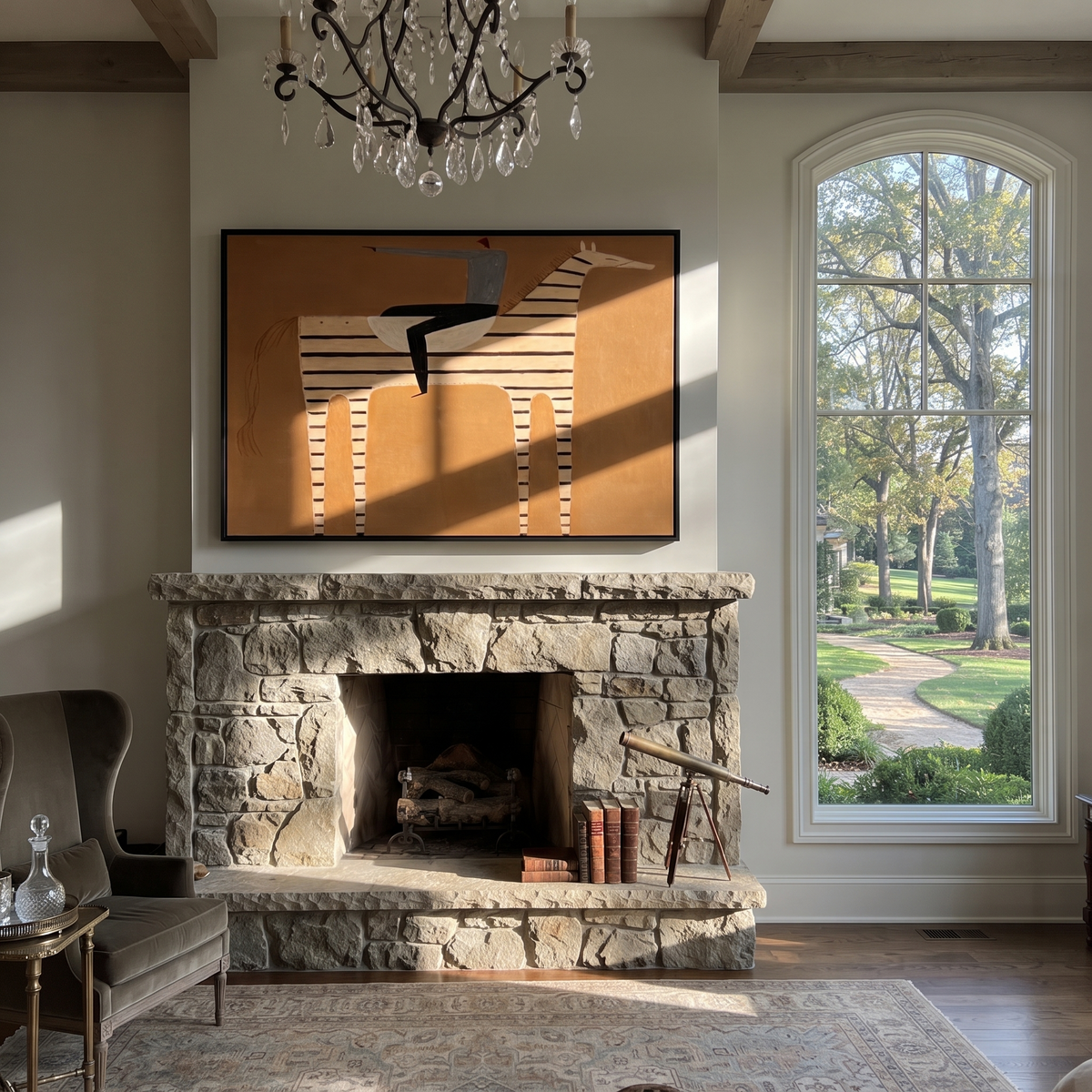 Silver Hat Crosses Stripes styled with warm modern furnishings