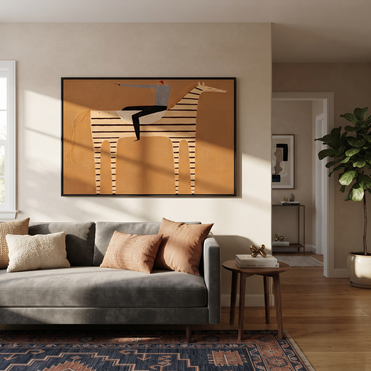 Silver Hat Crosses Stripes presented as a colorful interior focal point