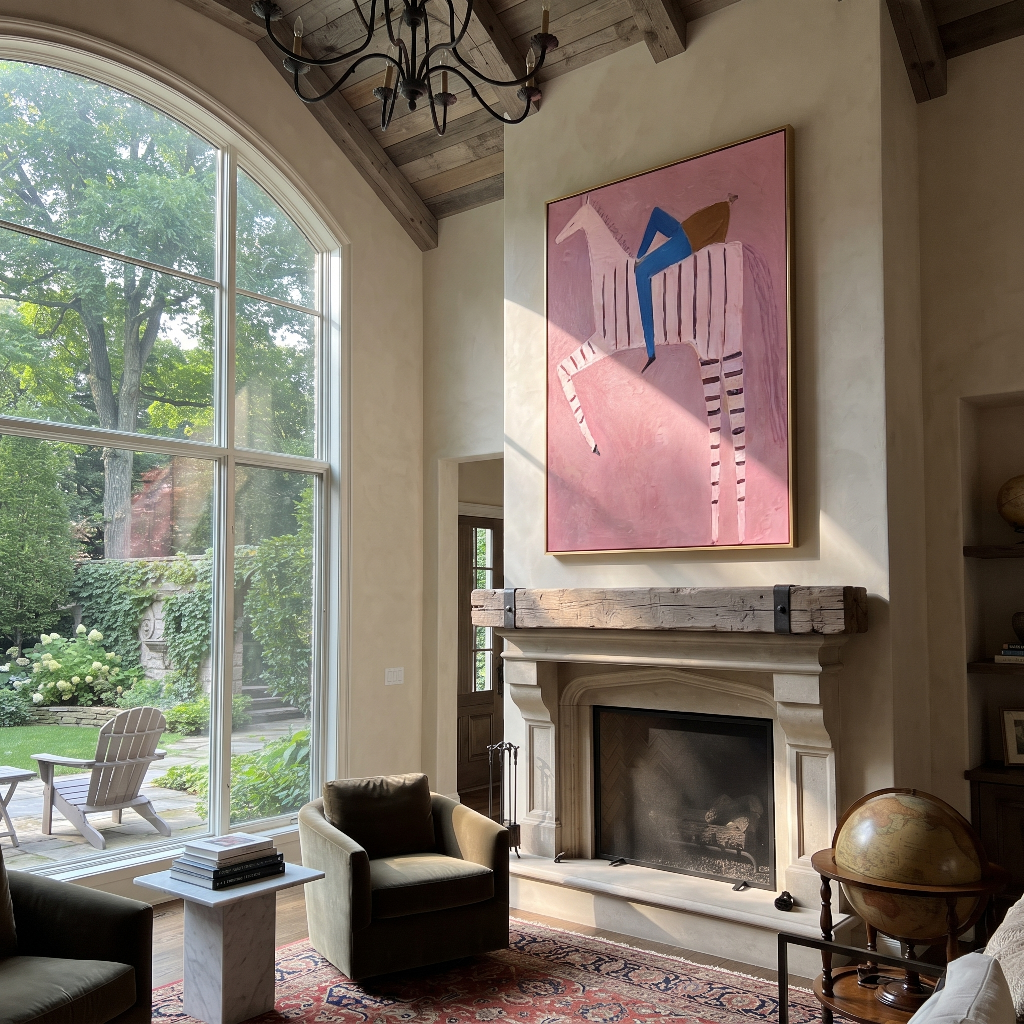 Blue Rider Climbs Pink presented as a colorful interior focal point