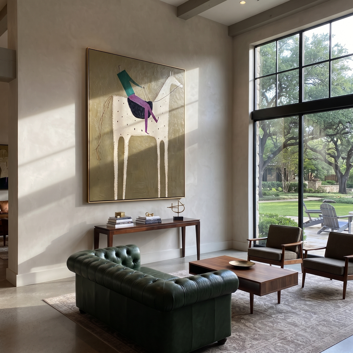 White Horse Carries Green styled with warm modern furnishings