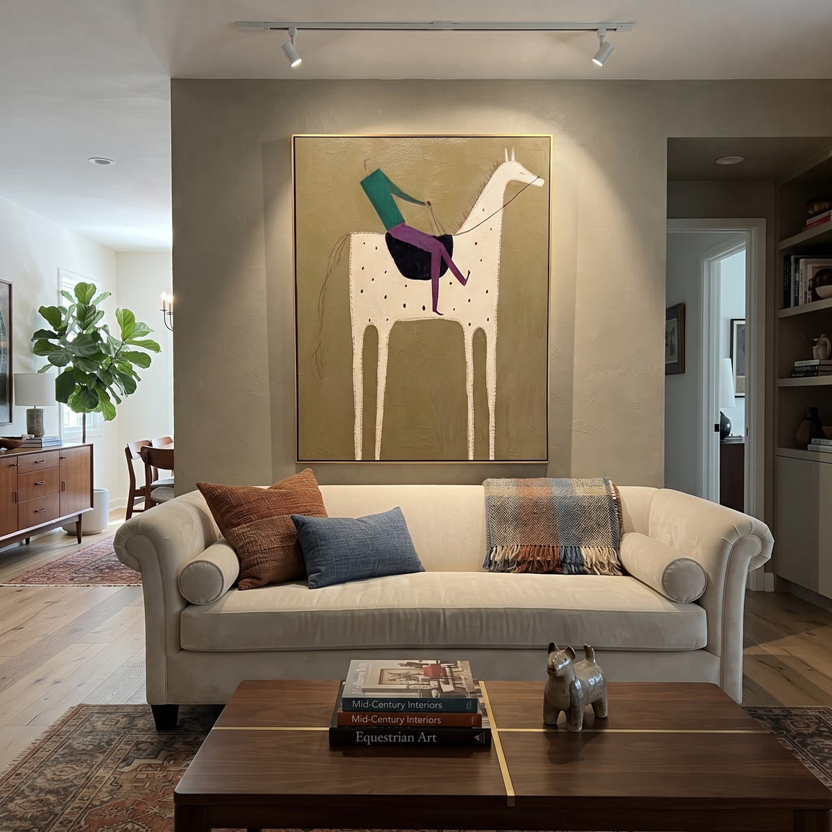 White Horse Carries Green presented as a colorful interior focal point
