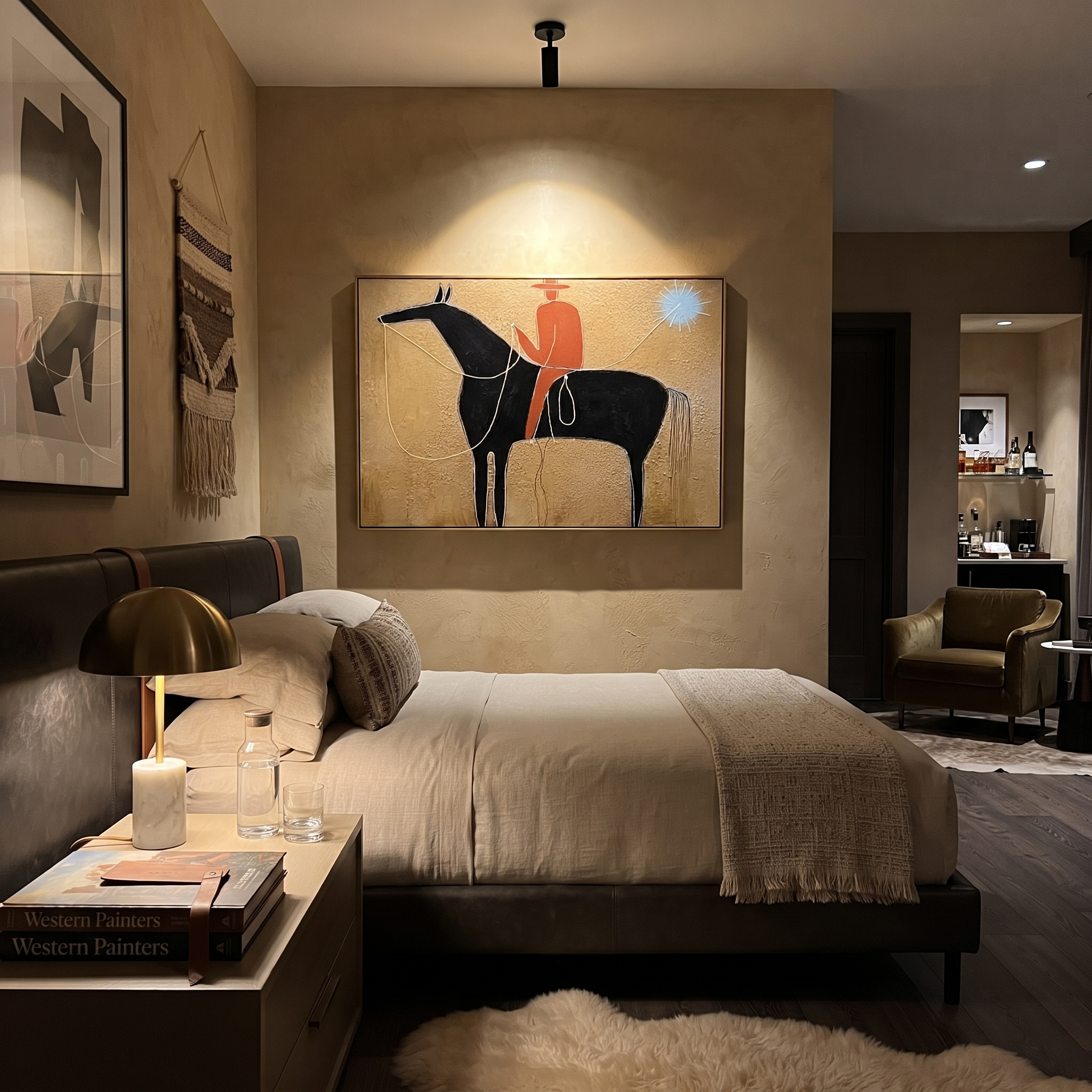 Blue Star Pulls Rein presented as a colorful interior focal point
