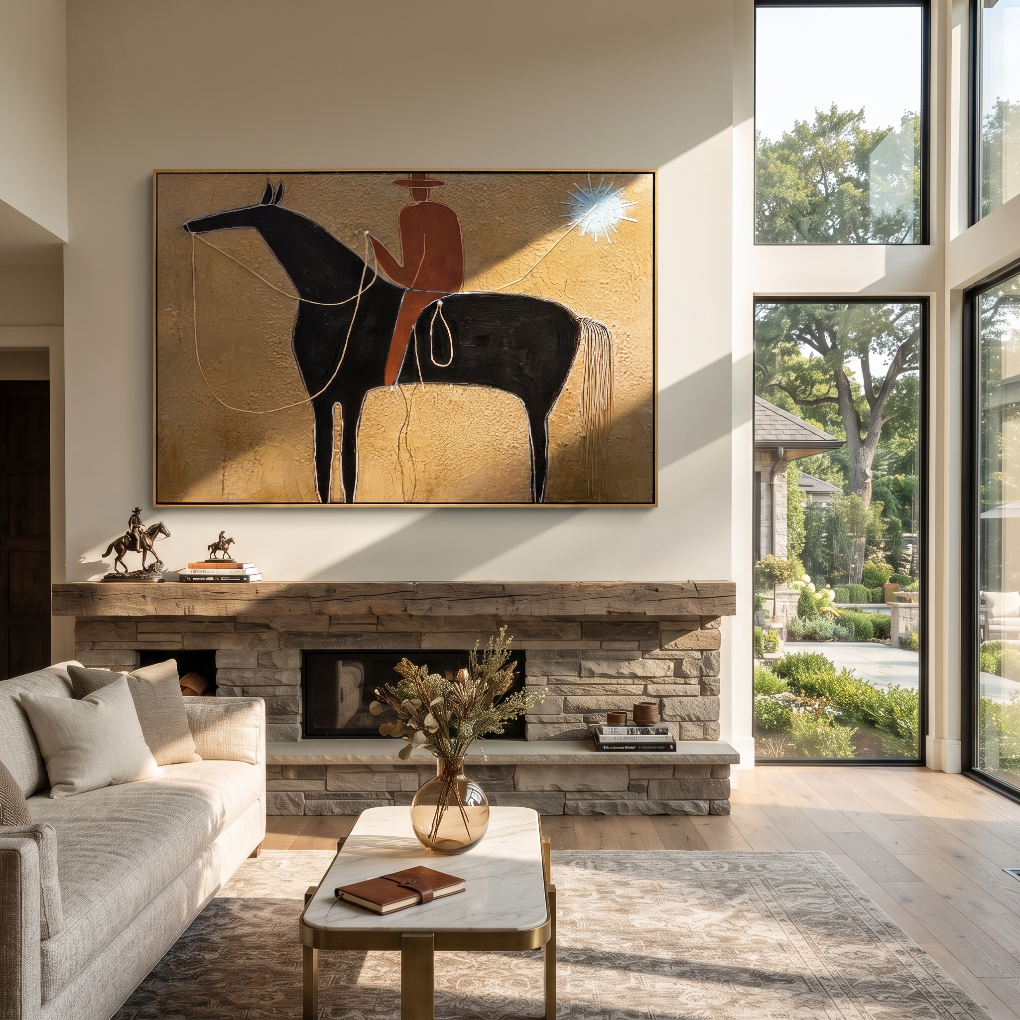 Blue Star Pulls Rein styled with wood, linen, and modern decor